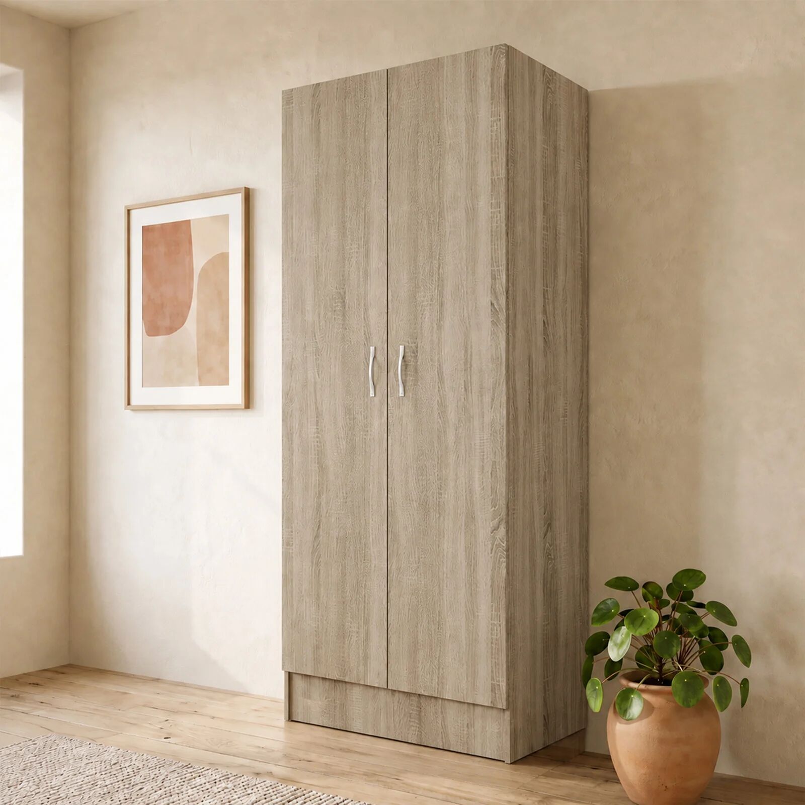 garneroarredamenti Armadio 80x191h cm 2 ante moderno rovere sonoma Ilario