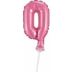Kuchendeko Mini Folienballon rosa Zahl 0