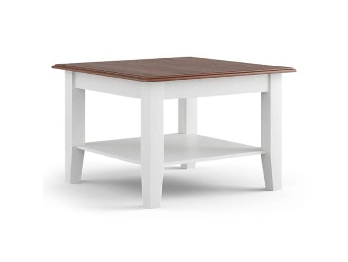 Lomadox Wohnzimmer Wohnzimmertisch Tisch Couchtisch, Massivholz in weiß mit Walnuss Optik