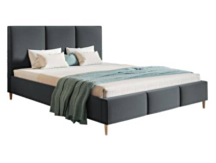 Emporius Polsterbett 160x200 Carlos - Modern Möbel, Hersteller - Doppelbett mit Lattenrost & Kopfteil, Samtsotff (Dunkelgrau - Jasmine 96)