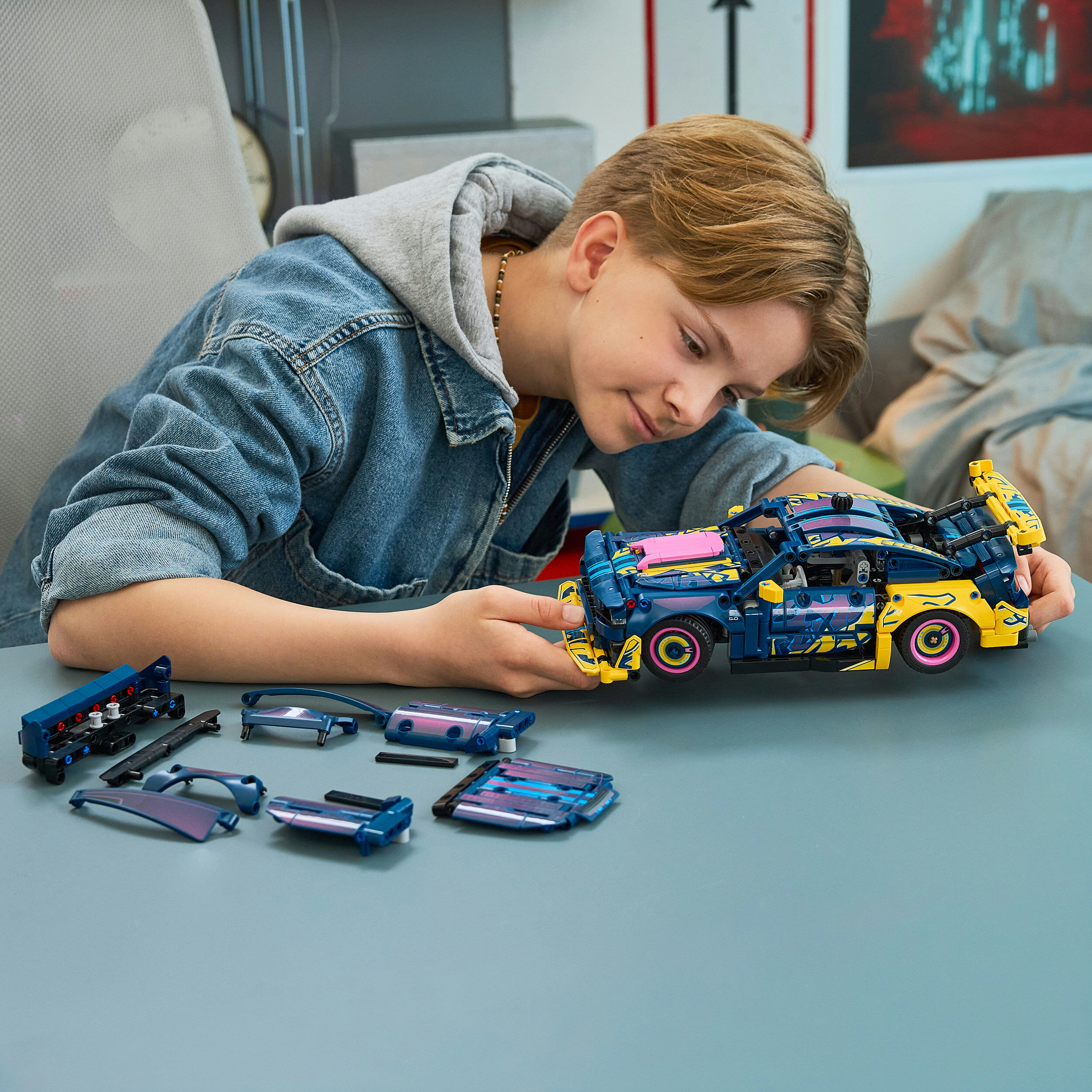 Konstruktionsspielsteine LEGO "Ford Mustang GT Auto aus der Tuning-Werkstatt (42236), LEGO Technic", bunt, Spielbausteine, Kinder, Kunststoff, Konstruktionsspielsteine, Made in Europe