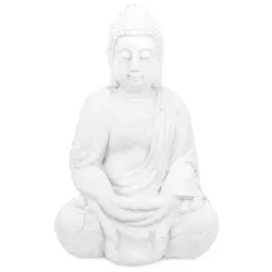 relaxdays Gartenfigur Buddha 70 cm weiß weiß