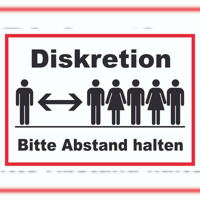 HB-Druck Diskretion Bitte Abstand halten Schild Rücksichtnahme A2 (420x594mm)