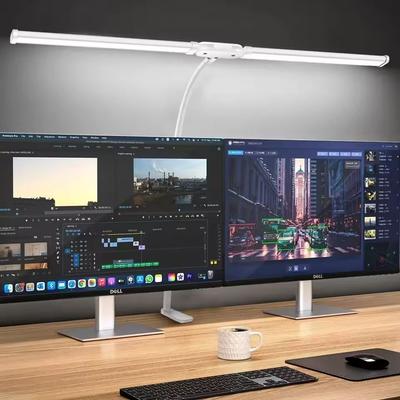 Inspire Select Double Head LED Desk Lamp With Clamp Stepless Dimmable Eye Caring Monitor Reading Light double head White