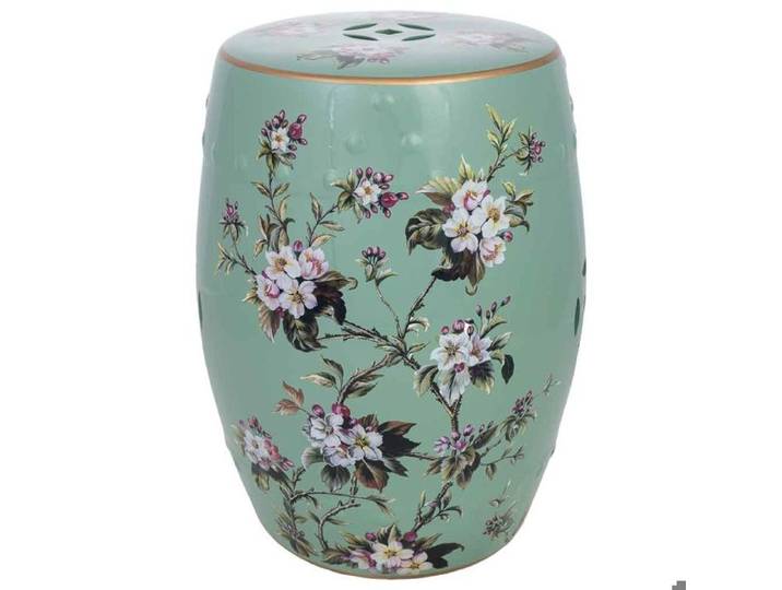 Tabouret en céramique verte D33x44 5h cm