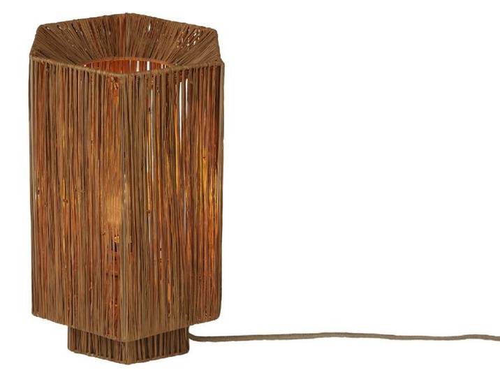 GOOD&MOJO Tischlampe Raffia Panama rund/Oktogon L Natur