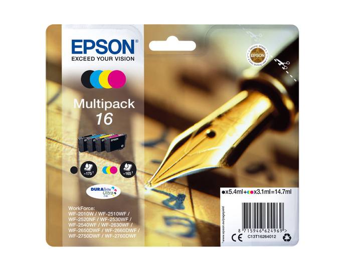 Epson Pen and crossword Multipack 4-colours 16 DURABrite Ultra Ink, Noir, Cyan, Magenta, Jaune, Encre à pigments, Encre à pigments, 5,4 ml, 3,1 ml, 1