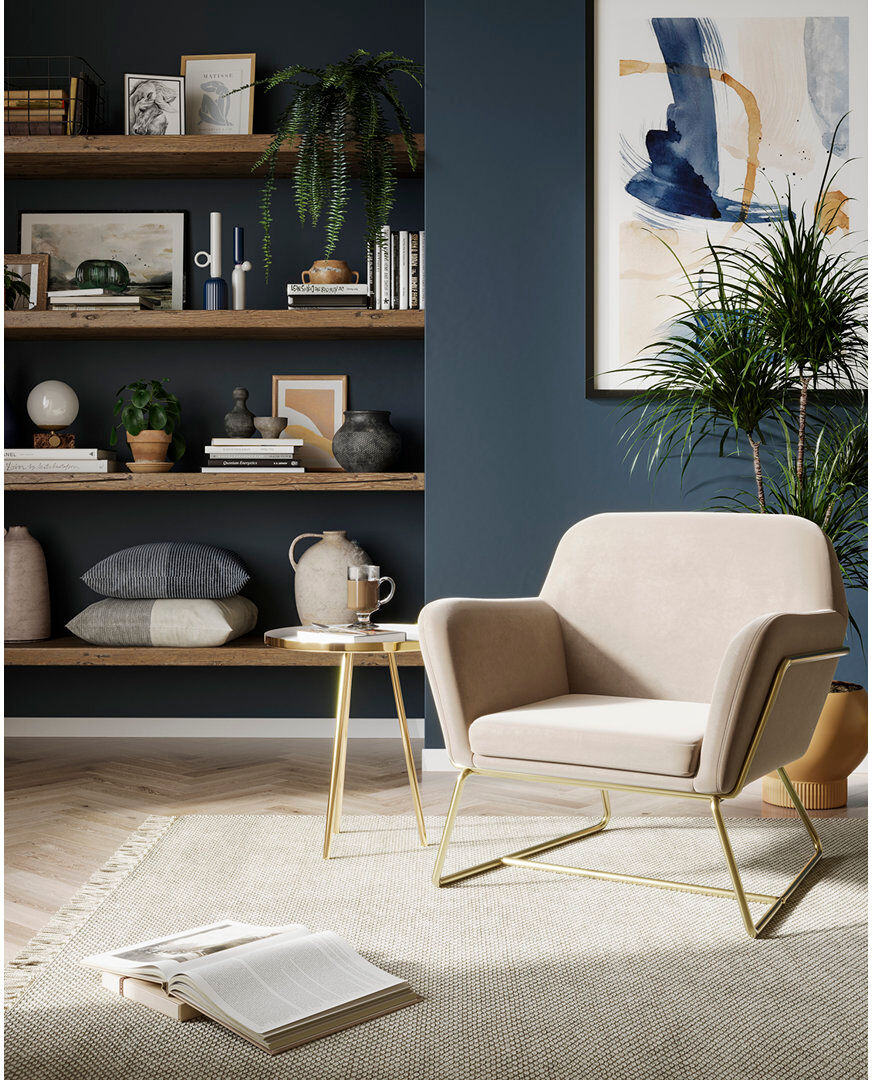 LPD CHARLES ACCENT ARMCHAIR Beige/Gold 77cm H X 76cm W X 72cm D