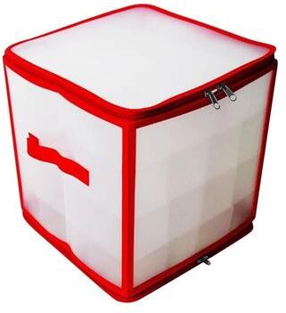 Uplift Picks 64 Grid Foldable Christmas Ball Storage Organizer Box red