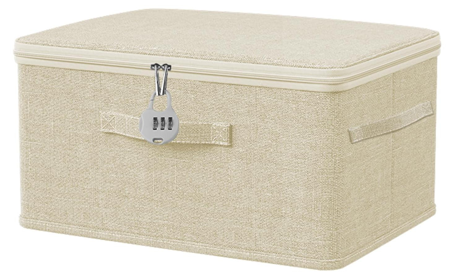 Dripio Opbergbox met deksel en handvatten, inklapbaar, beige, textiel