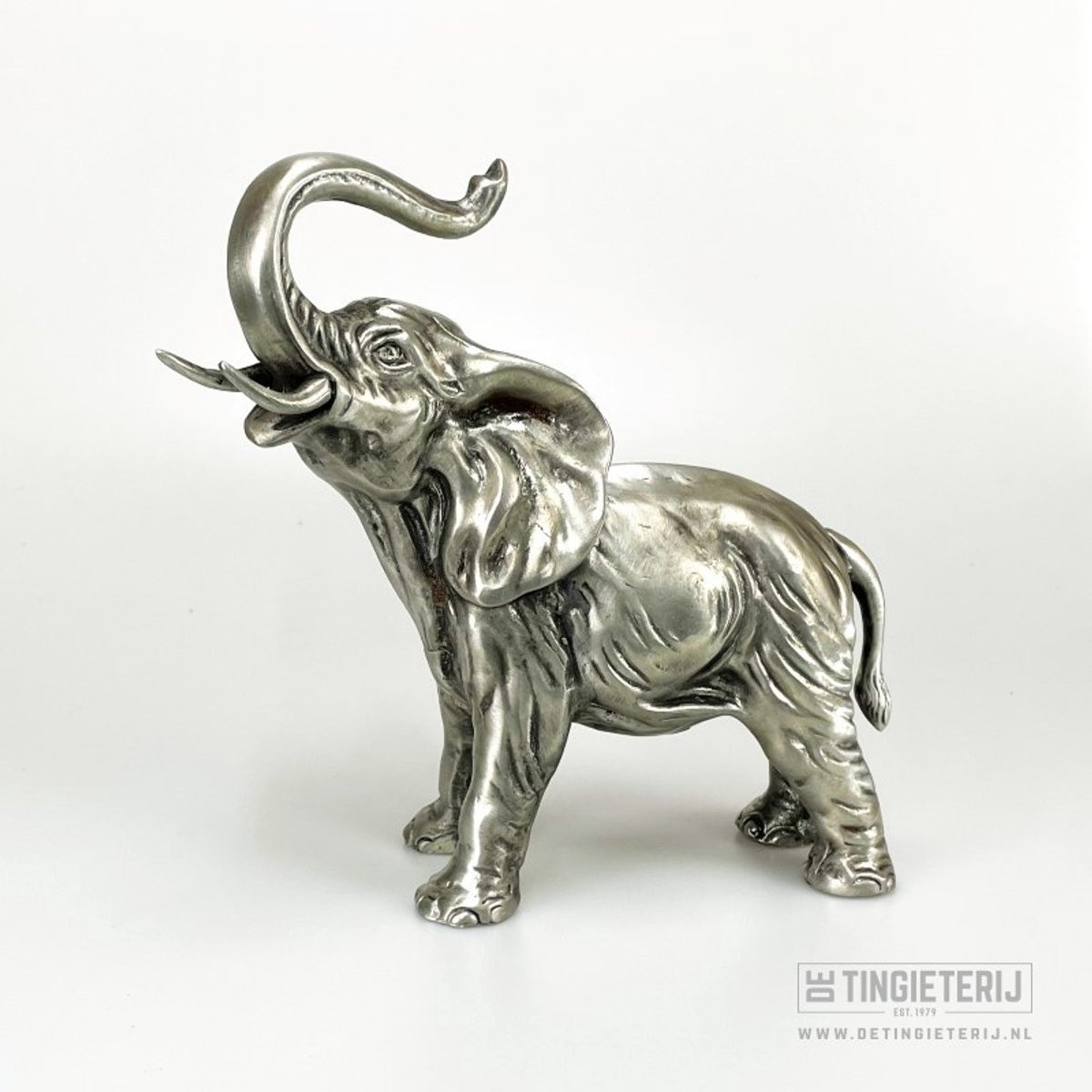 Handgemaakt tinnen olifant beeldje voor decoratie en verzamelaars