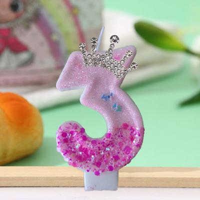 Uplift Treasures Princess Crown Number Birthday Cake Candle 3