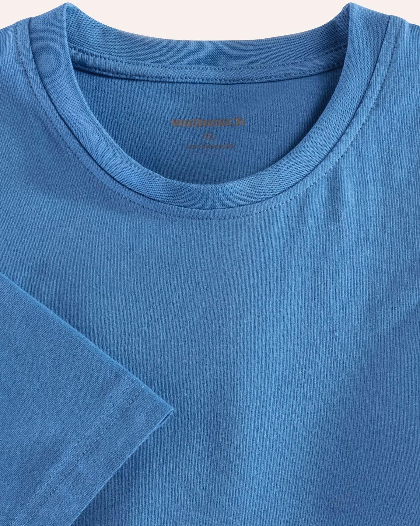 Walbusch T-Shirt Rundhalsausschnitt, , Farbe Blau, 48, reine Baumwolle atmungsaktiv Herren