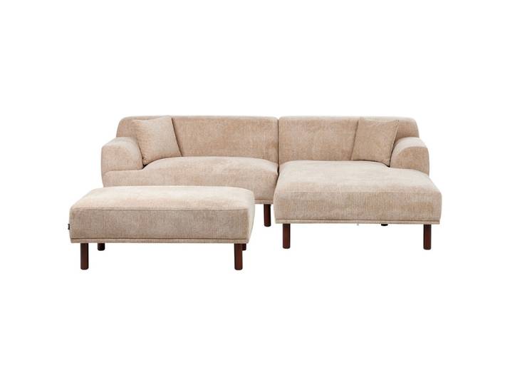 ECKSOFA 3-Sitzer Stoff Beige mit Ottomane linksseitig Holt