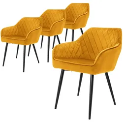 ESSZIMMERSTUHL 4er Set Senfgelb Samt