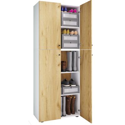 Kleiderschrank VCM "Kleiderschrank Jugendschrank Lona Drehtüren", braun (weiß, honig, eiche), B:70cm T:40cm, Obermaterial: 100% Holz Wood., Schränke, Kleiderschrank