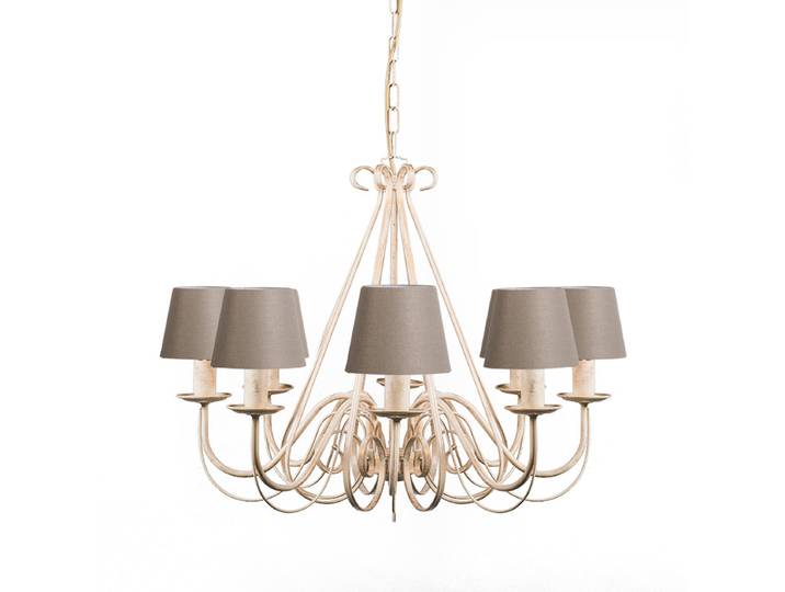 Lustre crème 60 cm avec abat-jour taupe - Giuseppe 8
