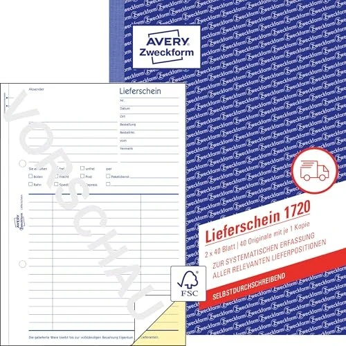 AVERY Zweckform Lieferschein Formularbuch 1720