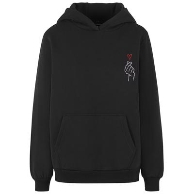 Kapuzensweatshirt MISS TEE "Miss Tee K Heart EMB Fluffy Hoody", Damen, Gr. XS, schwarz, 100% Baumwolle, bedruckt, Rundhals, Sweatshirts