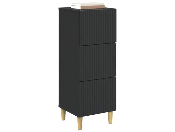 KTHLBRH Mobile Kommode Schwarz 3 Schubladen 33 x 34,5 x 90 cm Technisches Holz, verjüngte Beine, Vintage-Design, vielseitige Verwendung, einfache Wartung