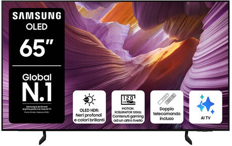 Samsung OLED AI TV 65'' QE65S85FAEXZT 4K, Processore NQ4 AI Gen2, 4K AI Upscaling, Schermo antiriflesso, OLED HDR, Dolby Atmos & OTS Lite, Contour Design
