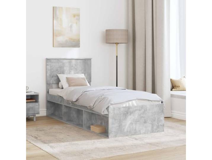 SKTQYQO Bettgestell, grau, 75 x 190 cm, Kiefer massiv Modernes Design, klare Linien, robuste Basis, geeignet für zeitgenössische Zimmer