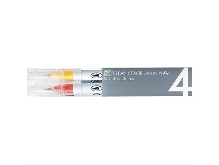 Kuretake markeerstiften, plastic, diverse kleuren, 2,8 x 15,8 x 2,9 cm, 4 stuks