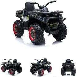 ES-Toys Elektro Kinderquad MP3, USB, Batterieanzeige, Stoßdämpfer, 2x12V Motoren dunkelgrün