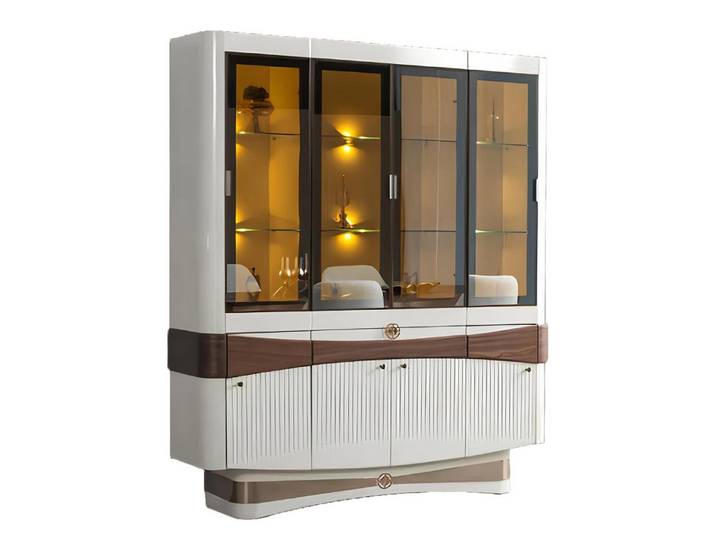 Xlmoebel Vitrine Luxuriöse weiße Holzvitrine mit modernem Design (Vitrine) Hergestellt in Europa