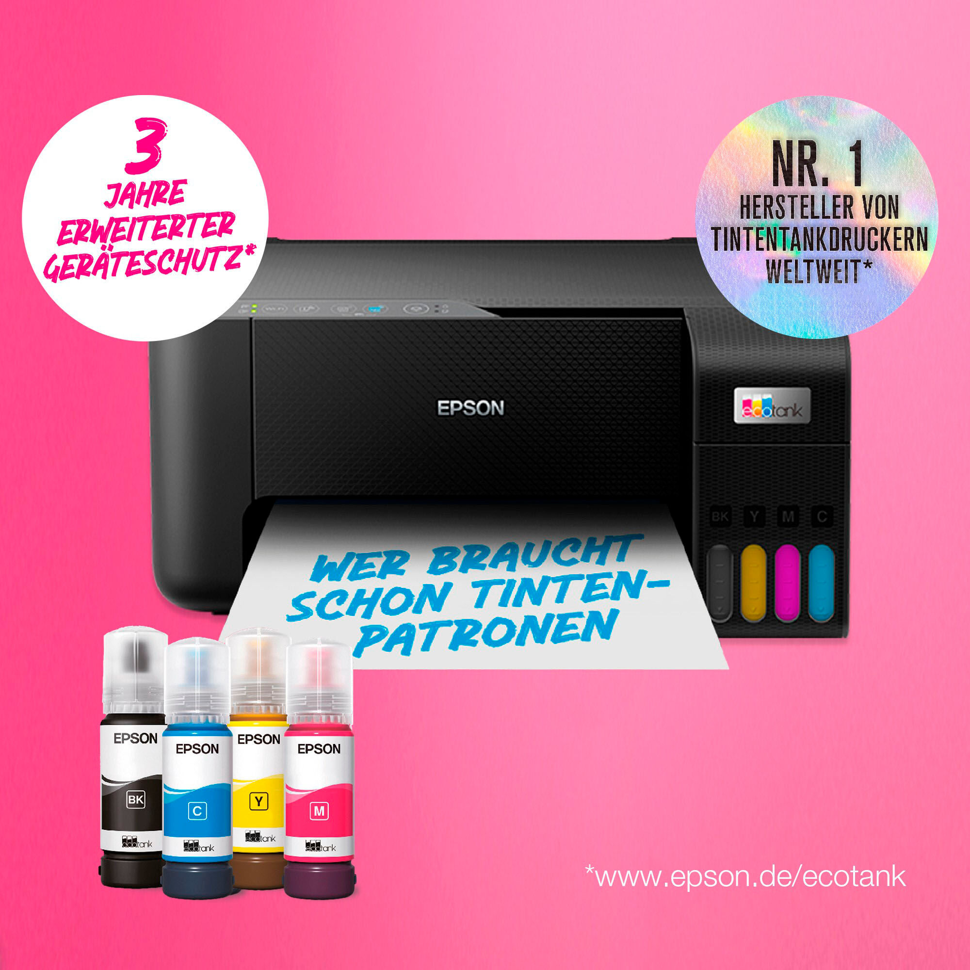 Epson Multifunktionsdrucker "EcoTank ET-2862", schwarz, B:37,5cm H:17,9cm T:34,7cm, Drucker, Einfaches, unkompliziertes Tintentanksystem zum Nachfüllen, Multifunktionsdrucker