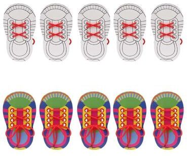 Inspired Living SmartStep Shoelace Tying Toy For Kids Montessori Lacing Board & Fine Motor Skills Trainer 10pcs Style B