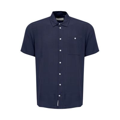 Kurzarmhemd BLEND "Kurzarmhemd BHShirt", Herren, Gr. M, N-Gr, blau (marineblaus), Obermaterial: 100% Viskose CV., Hemden