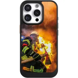 Nivocase Hülle für Apple iPhone 16 Pro Handyhülle NIVOcore Case Schwarz Feuer Feuerwehr Lebensretter (Apple iPhone 16 Pro), Smartphone Hülle, Schwarz