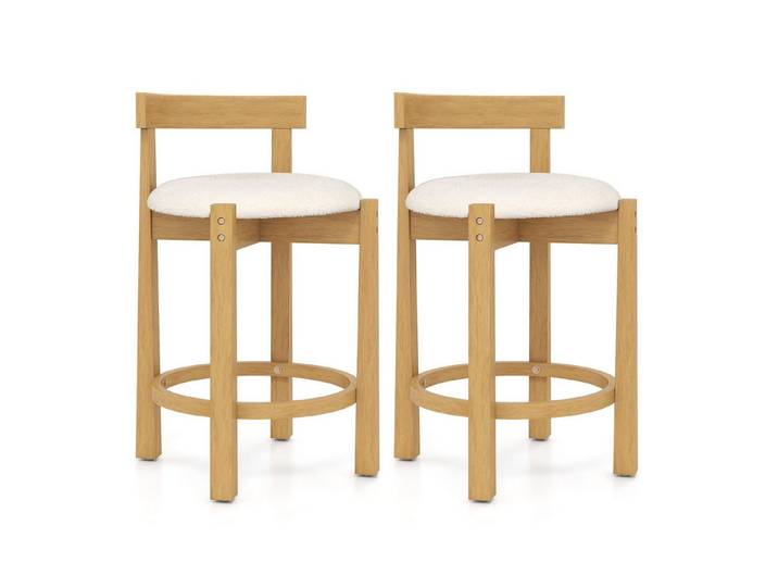 COSTWAY Barhocker (2er Set), Barstühle Holz mit Rückenlehnen Sitzhöhe 62cm