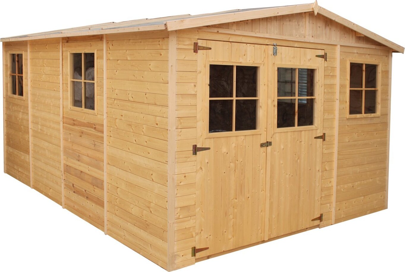 Gerätehaus, Gartenschuppen, Gartenhaus - 3 x 4 Meter - aus Holz / Blockbohlen - inkl. Dachpappe - Satteldach
