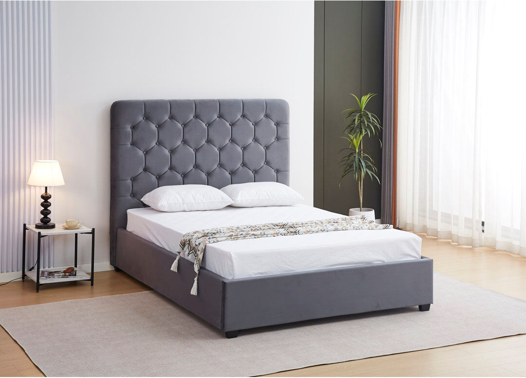 Brayden Studio Madison Ottoman Bedframe Grey Kingsize (5')