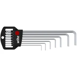 Wiha Stiftschlüssel Set im Classic Halter Sechskant-Kugelkopf 7-teiliges Set mattverchromt - 01416