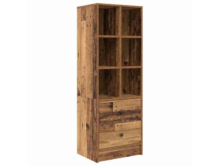 Kaorsrow Highboard mit Schubladen Altholz 45,5 x 34 x 127 cm Schlanker Kommodenschrank aus Holzwerkstoff mit 2 Schubladen und Fächern für Wohnzimmer, Flur und Essbereich.