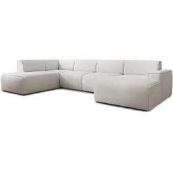 WOHNLANDSCHAFT Didim Weiß 378/220/78 cm – großes Sofa stilvoll & bequem L