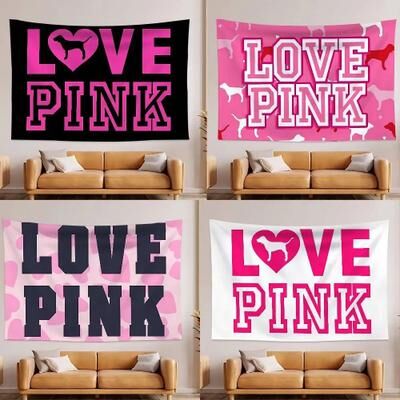 Uplift Essentials "Chic ""LOVE PINK"" Aesthetic Wall Tapestry style 4 28 X 37 In (70 X 95 Cm)"