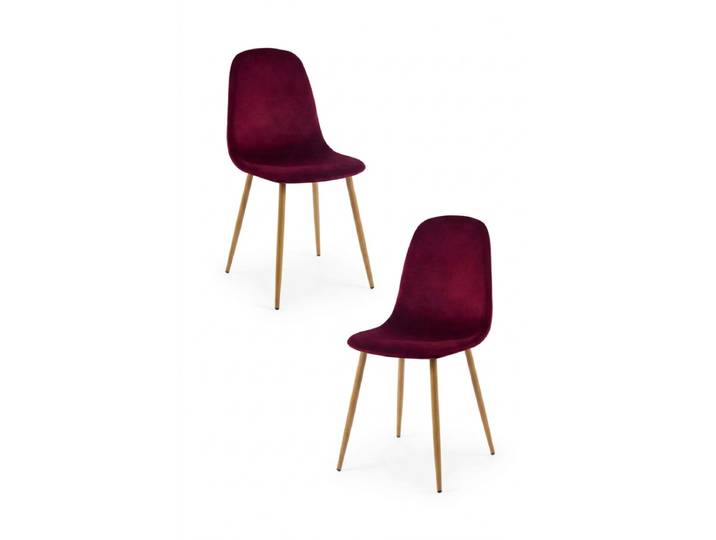 2er Set Teok Samt Stühle - Rot
