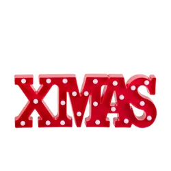LED Schriftzug XMAS   , rot , Kunststoff , Maße (cm): B: 17,5