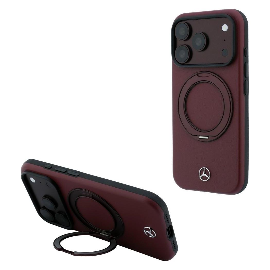 Mercedes Case Leather with Ring Stand MagSafe for iPhone 18 Pro / 17 Pro burgundy (Apple iPhone 17 Pro, Apple iPhone 18 Pro) (Mer008926)