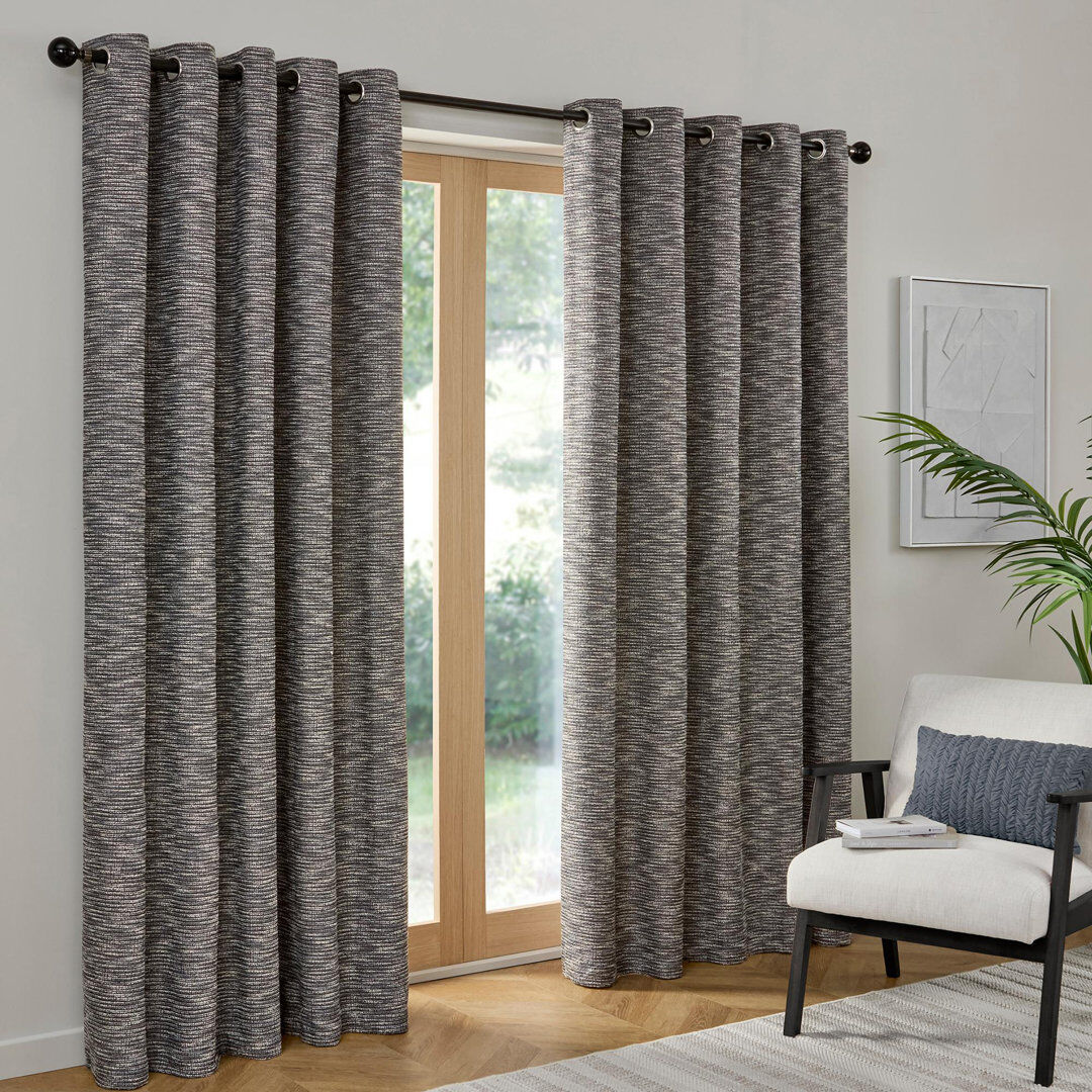 Metro Semi Sheer Curtain Pair Blue 168cm Width x 137cm Drop