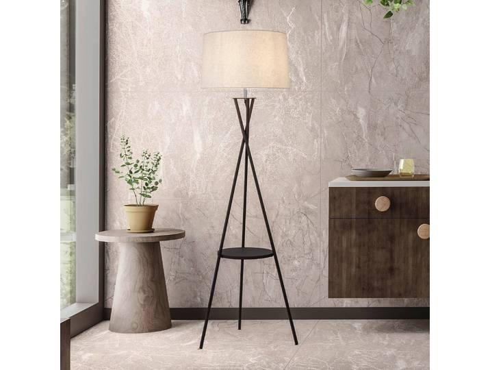 Näve Stehlampe Tora, schwarz, für Wohn- / Esszimmer, Metall, Modern, Tripod Stehleuchte