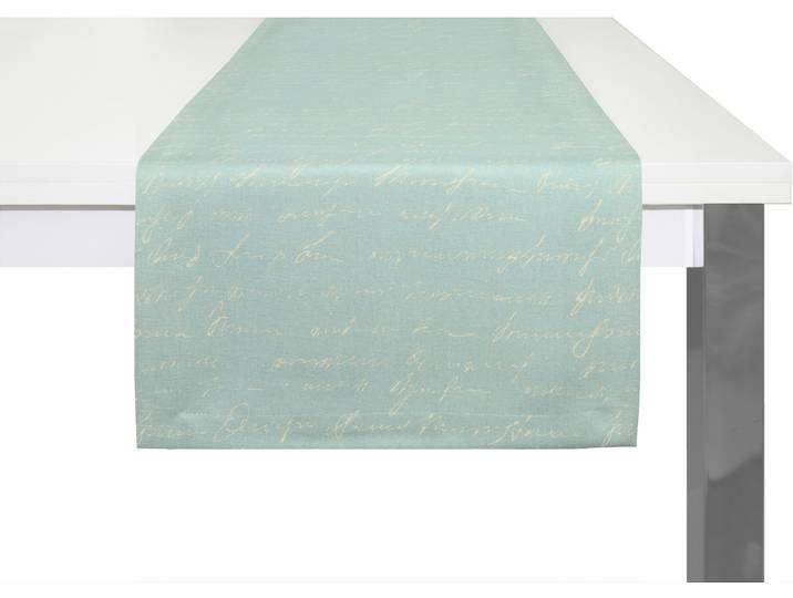 Tischläufer ADAM Scribble , blau (natur, hellblau), B:50cm L:150cm, Bio-Baumwolle, Leinen, Tischdecken, Tischläufer, aus Bio-Baumwolle,Made in Germany
