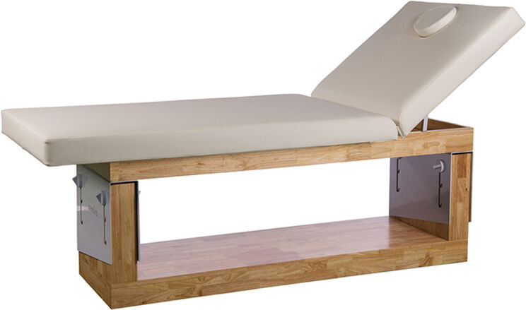 Marquesa fixa de SPA Occi Wooden Bed: Com duas secções, estrutura de madeira natural e inclinação regulable