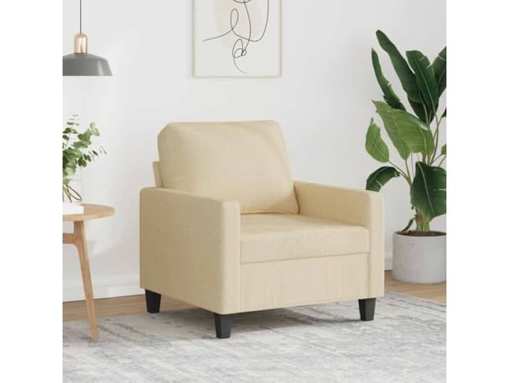 HEFZGDB Creme Stoff Sessel 60 cm Breite Moderner Wohnzimmer Stuhl mit Atmungsaktiver Bezug und Robustes Metallgestell für Langlebige Stabilität Bequeme Polsterung