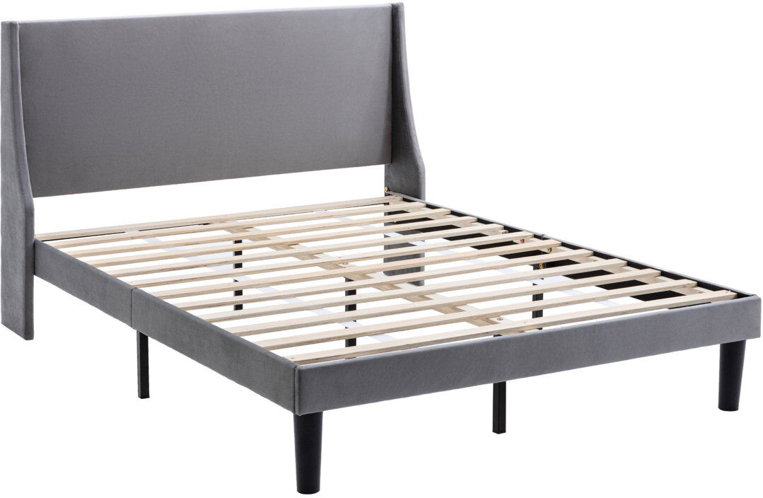 Etta Avenue Mei Upholstered Single (3') Linen Bed Grey 4ft6