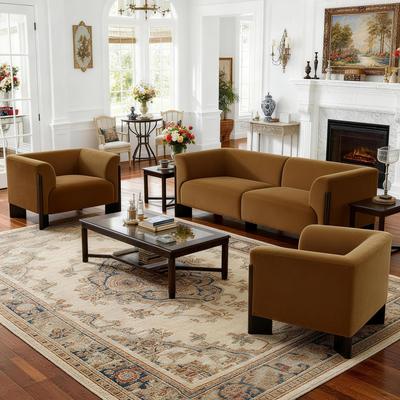 Lumibee 3-Piece Modern Loveseat Sofa Set with Armchair for Living Room